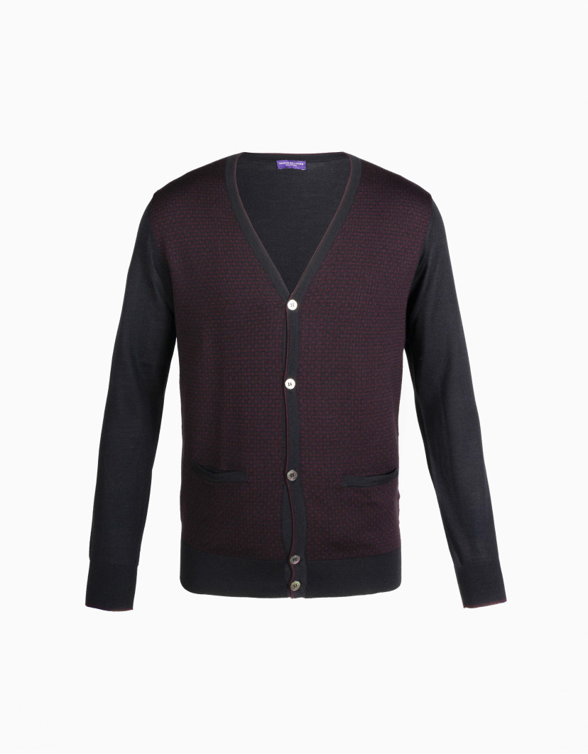 Patrick Hellmann Collection Black Cardigan With Red Pattern  image